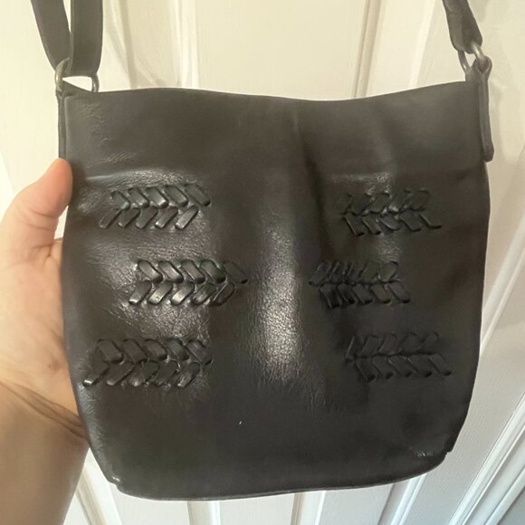 Latico Vintage Navy Blue Leather Braided Detail Crossbody Purse - Picture 1 of 11